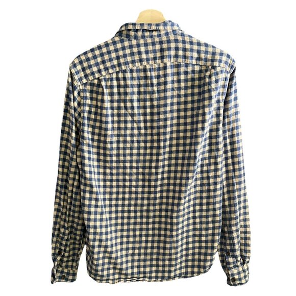 The Normal Brand Mens Gingham Plaid Button Up Flannel Shirt Blue Size Small - Picture 2 of 8